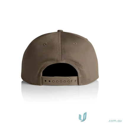Solid brown AS Colour 1184 7-Panel Cap with flat peak and plastic snapback
