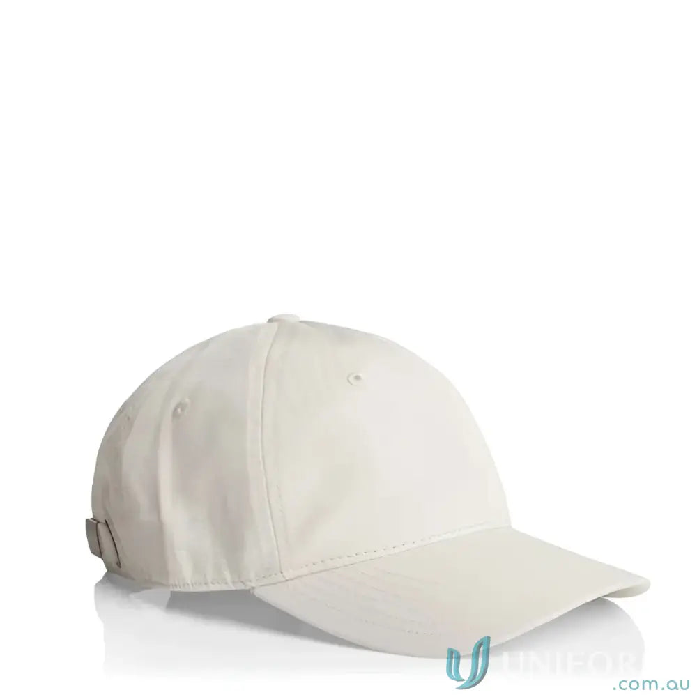 Plain white AS Colour Access Active Cap with adjustable strap and self-fabric covered velcro