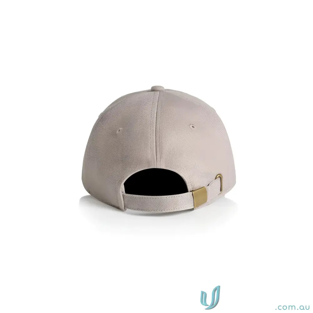 Beige Cotton Canvas Access Canvas Cap with Gold Buckle, Low-Profile Six-Panel Style