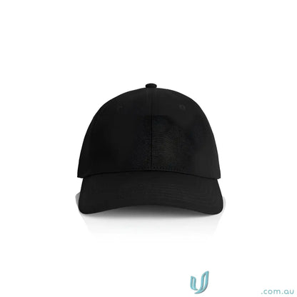 Plain black cotton canvas Access Canvas Cap with low-profile six-panel design