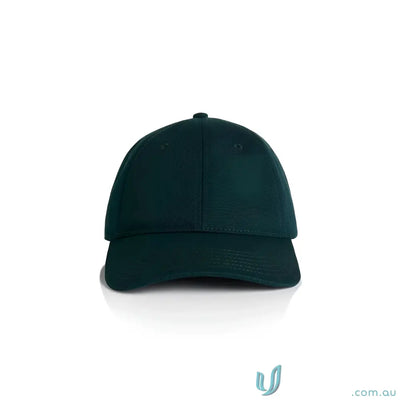 Dark green Access Canvas Cap with curved peak and low-profile six-panel design