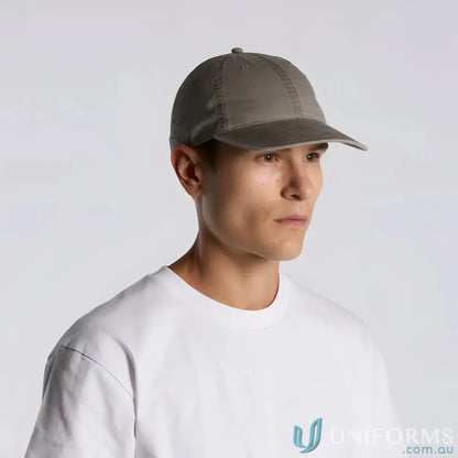 Man wearing grey Colour Access Faded Cap with white t-shirt, durable low profile style