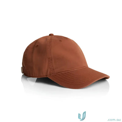 Solid brown AS Colour Access Five Panel Cap with curved peak and adjustable metal clasp