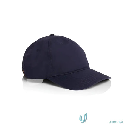 Dark blue AS Colour Access Five Panel Cap with curved peak and adjustable metal clasp