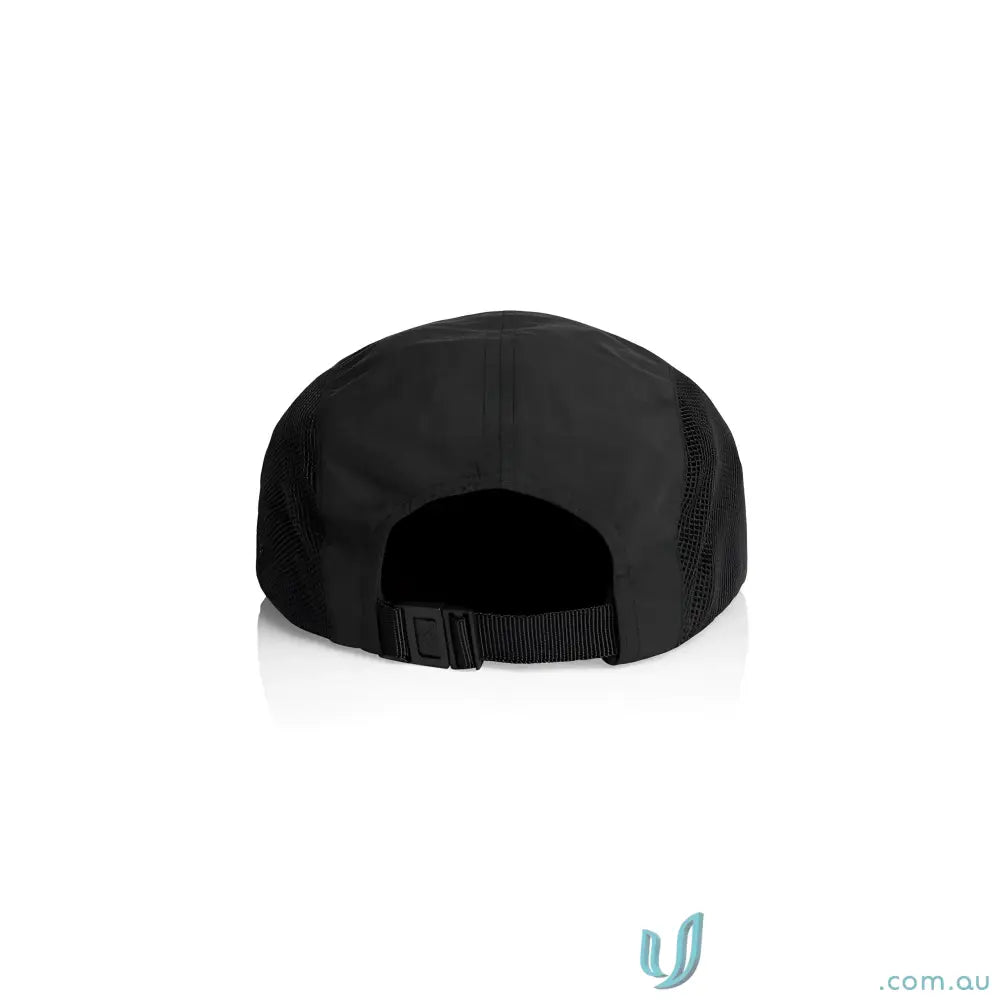 Black Recycled Nylon Active Finn Cap with Mesh Back and Adjustable Strap