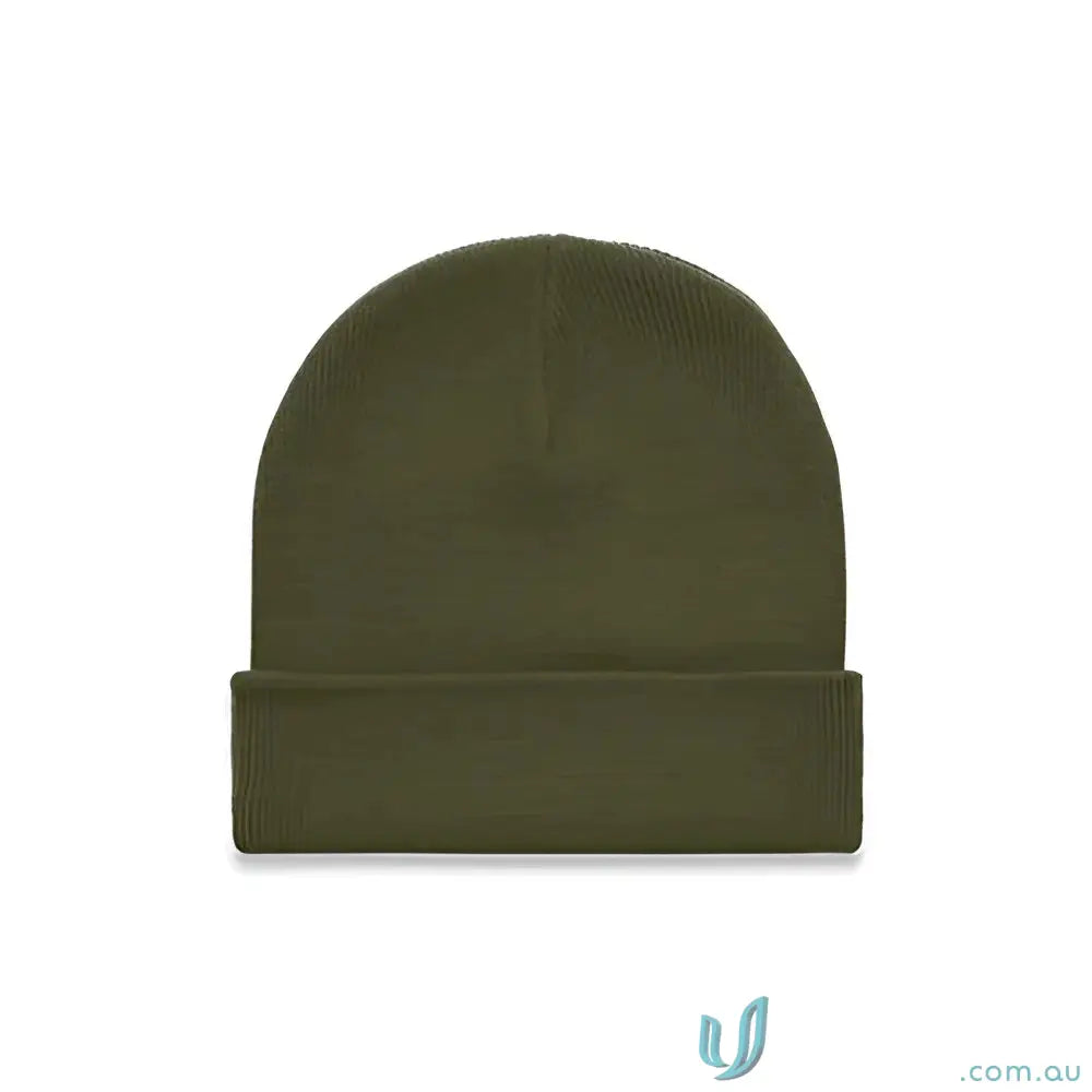 Olive green knit cuff beanie from AS Colour Cuff Beanie 1107 relaxed fit collection