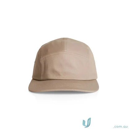 Light brown Finn Five Panel Cap with flat brim, durable 100% cotton five panel cap
