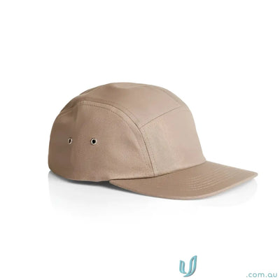 Tan Finn Five Panel Cap with metal eyelets, perfect for a durable five panel cap look
