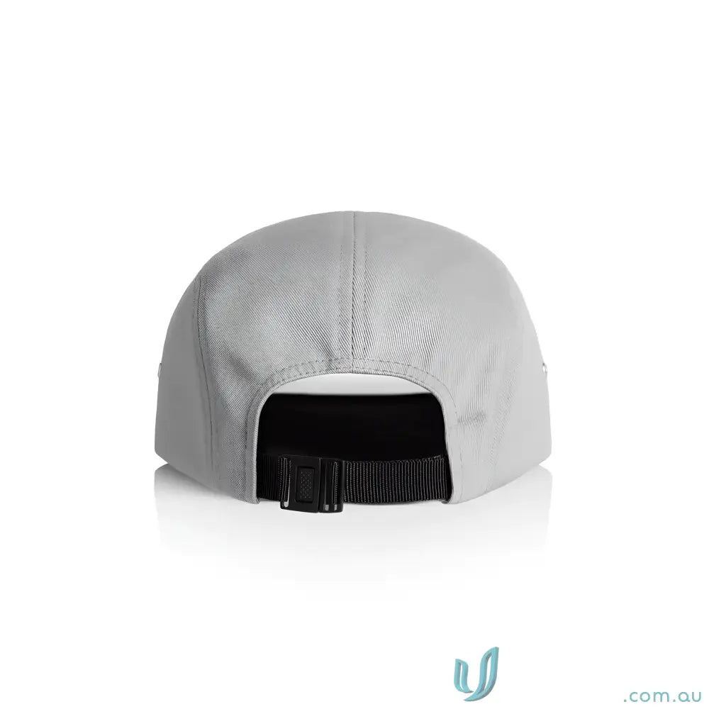 Light gray Finn Five Panel Cap with black strap and buckle, perfect five panel cap