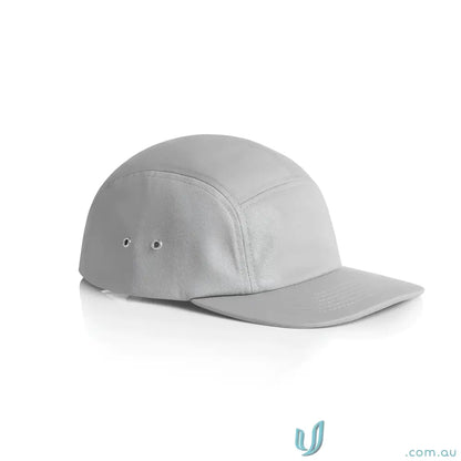 Light gray AS Colour Finn Five Panel Cap 1103 with metal eyelets, breathable 100% cotton