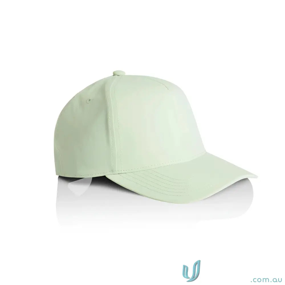 Pale green Frame Nylon Cap with curved peak and high-profile design