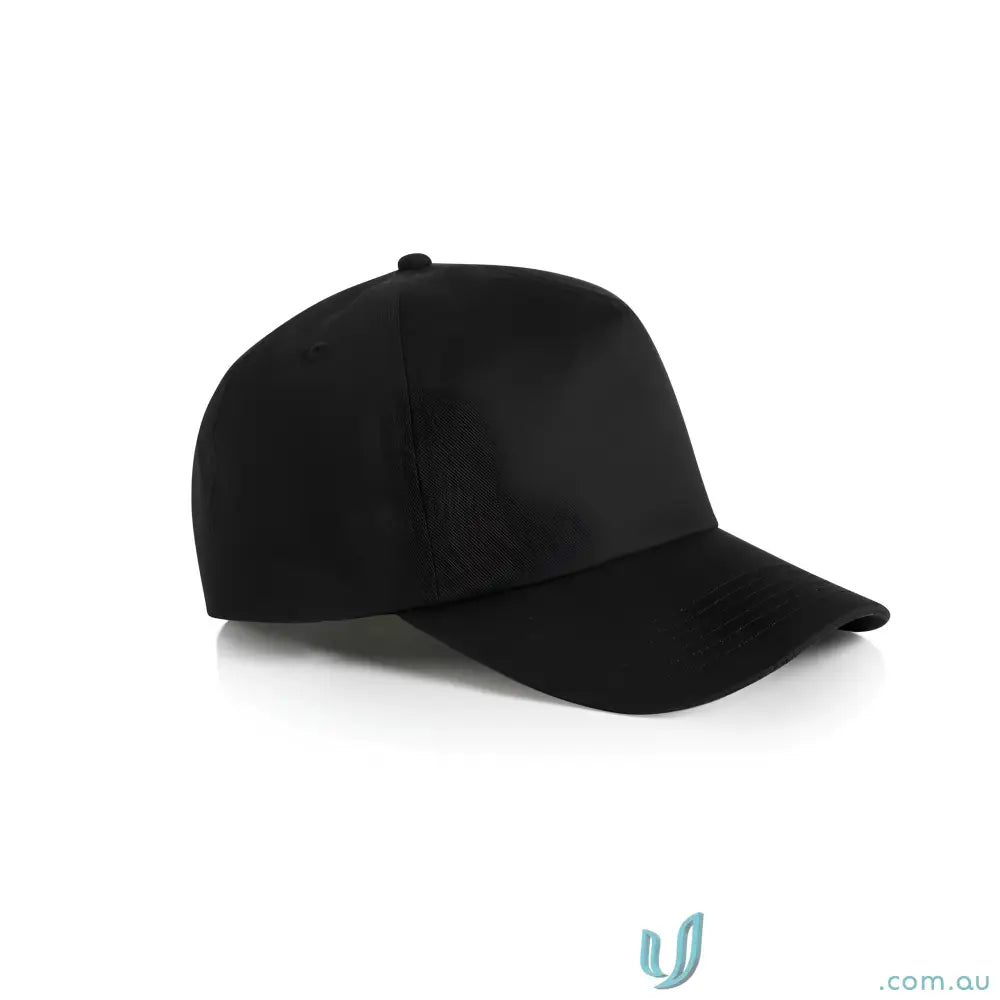 Plain black AS Colour Frame Soft Cap with curved peak and plastic adjustable snapback