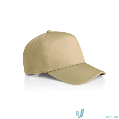 Beige AS Colour Frame Soft Cap 1164 with high profile, curved peak, plastic snapback