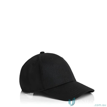 Plain black AS Colour Icon Kids Cap mid profile six-panel cotton hat
