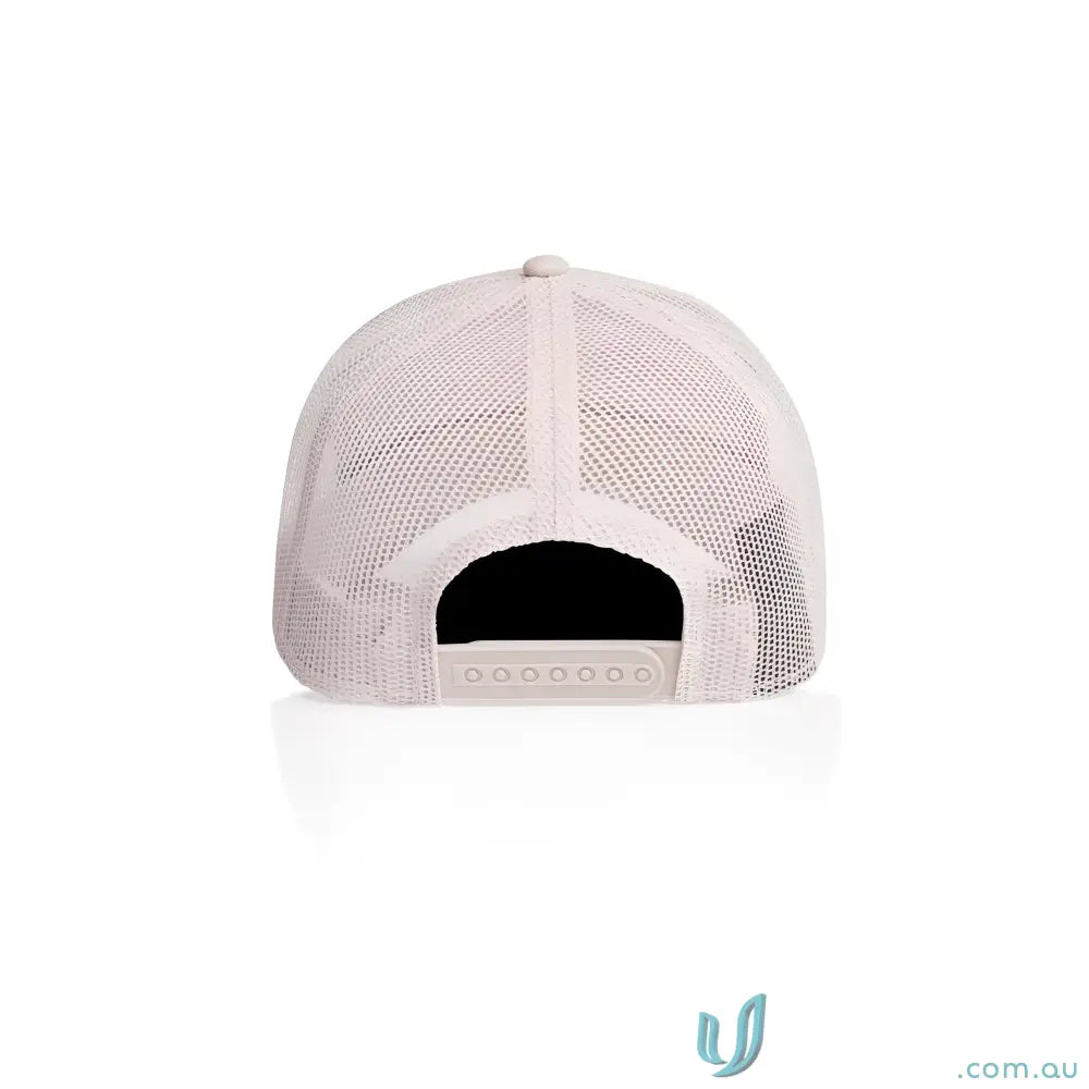 Light pink mid profile icon trucker cap with breathable recycled polyester mesh