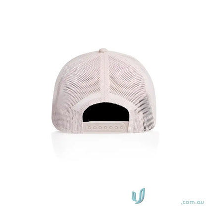 Light pink mid profile icon trucker cap with breathable recycled polyester mesh