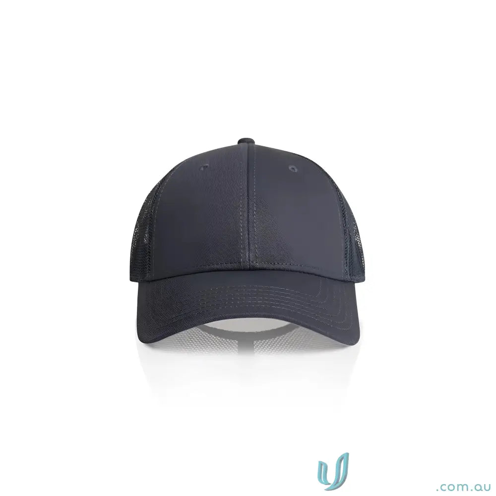 Dark gray AS Colour Icon Trucker Cap with mid profile and breathable recycled polyester mesh