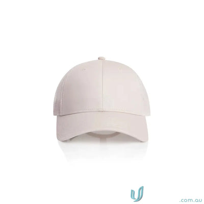 Plain light-colored mid profile icon trucker cap with breathable recycled polyester mesh