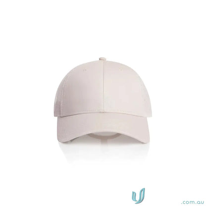 Plain light-colored mid profile icon trucker cap with breathable recycled polyester mesh