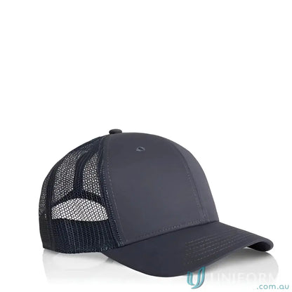 Dark gray AS Colour Icon Trucker Cap with mid profile and breathable recycled polyester mesh