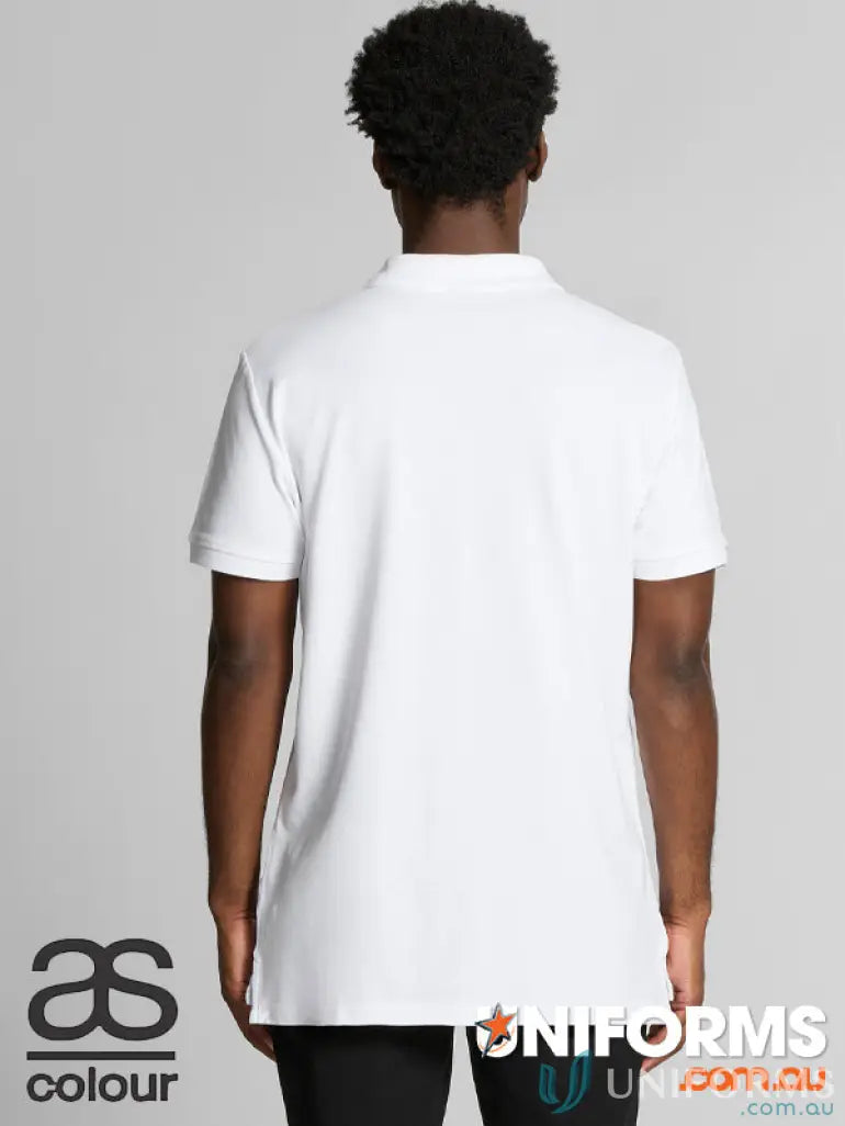 White pique polo shirt with double needle hems and tonal buttons from AS Colour Pique Polo