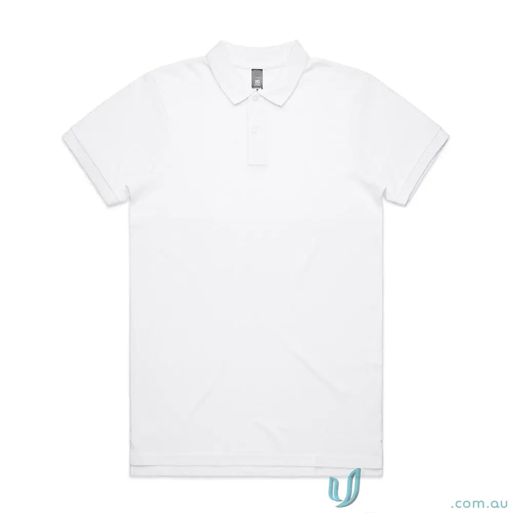 White AS Colour Pique Polo with double needle hems and tonal buttons for a stylish look