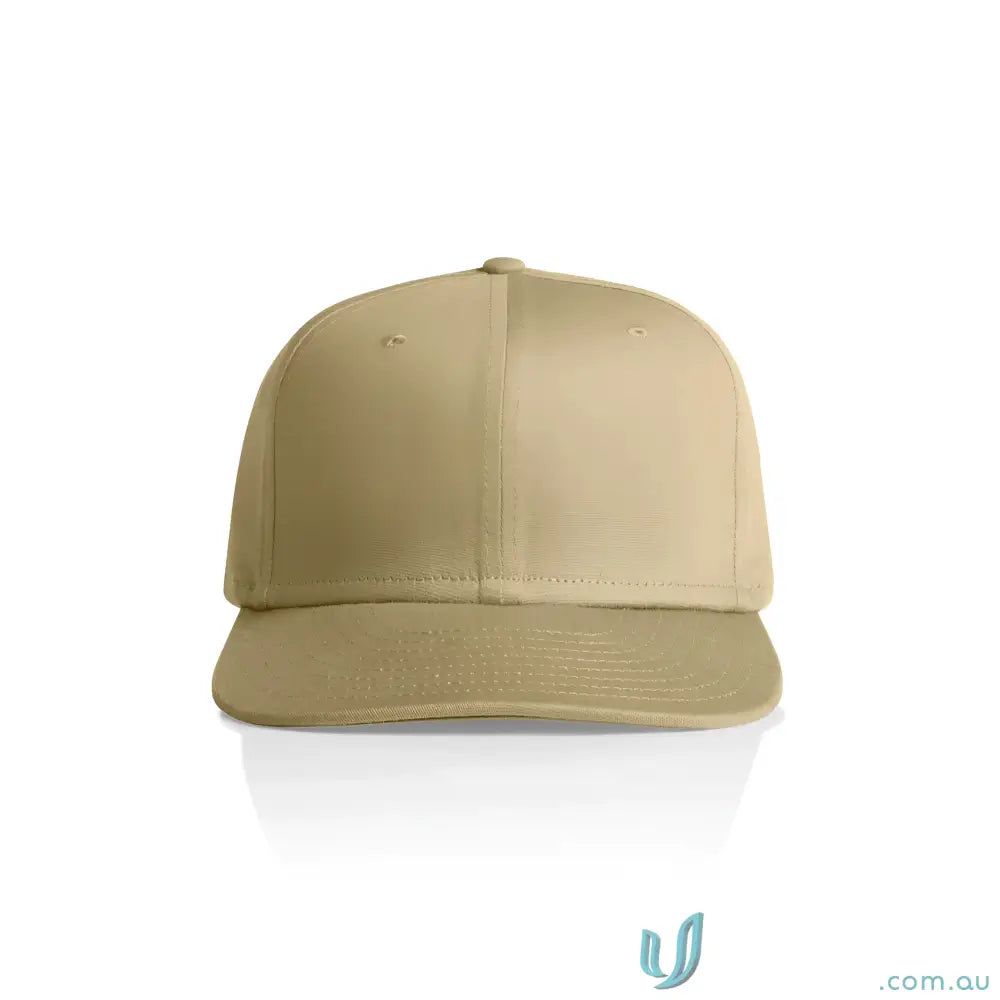 Light brown AS Colour Stock Flex Cap 1106 with flat peak and high profile fit