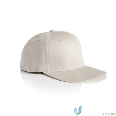 Light beige AS Colour Stock Flex Cap 1106 with flat peak and high profile design