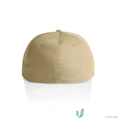 Plain tan AS Colour Stock Flex Cap 1106 with flat peak and eyelets