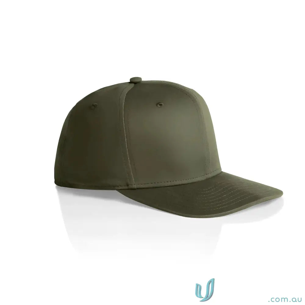 Dark olive green AS Colour Stock Flex Cap with flat peak and structured crown