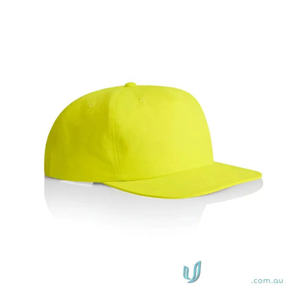 Vibrant yellow recycled nylon Colour Surf Safety Cap with flat brim and snapback style
