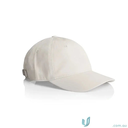 Plain white AS Colour Women’s Access Cap with curved brim and six-panel design