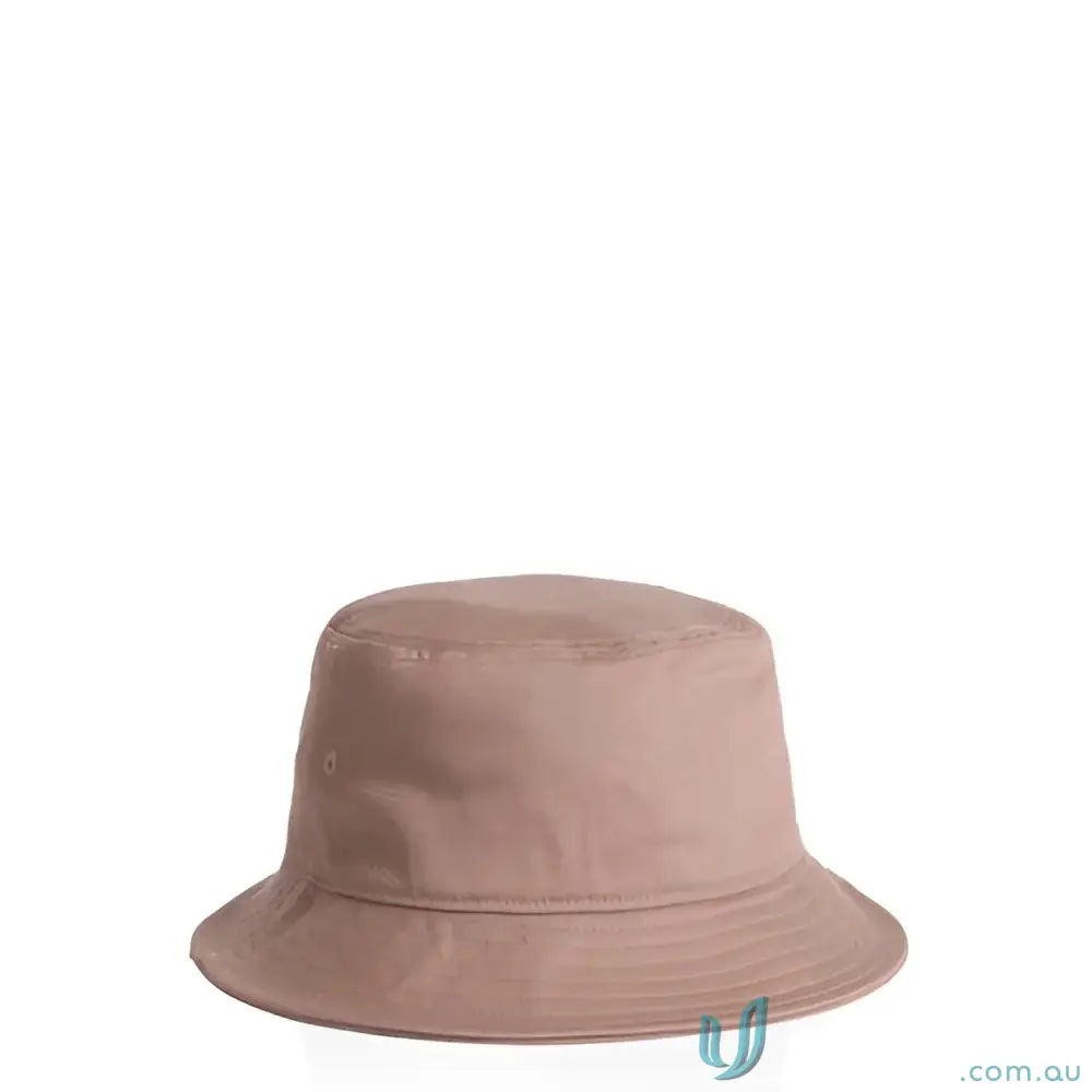 Light brown bucket hat with reinforced brim and colour label for women