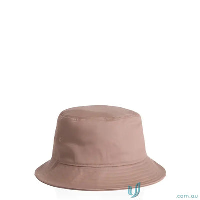 Light brown bucket hat with reinforced brim and colour label for women
