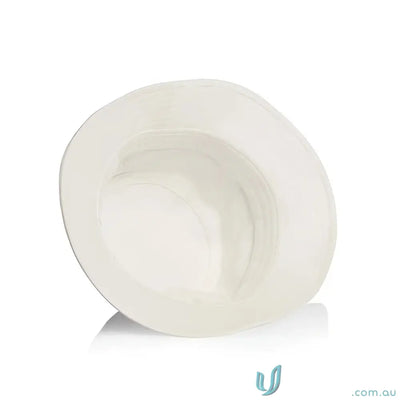 Off-white bucket hat with reinforced brim and colour label detail