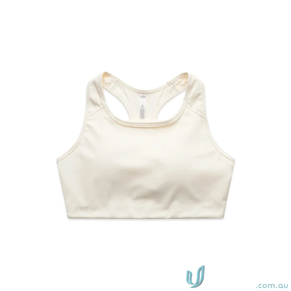 Cream-colored racerback sports bra from AS Ladies Active Sports Bra, perfect for workwear