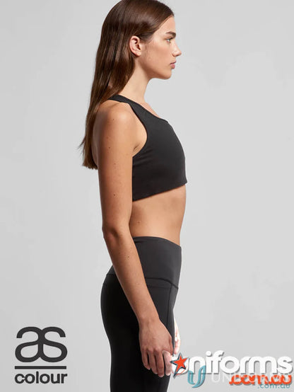 Woman in black athletic wear for AS Ladies Active Sports Bra, perfect work uniforms