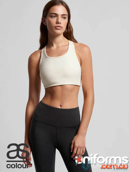 Women’s athletic wear featuring AS Ladies Active Sports Bra ideal for workout uniforms
