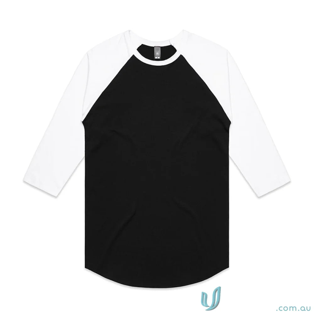Black and white raglan shirt ideal for casual wear or work uniforms in AS Raglan Tee