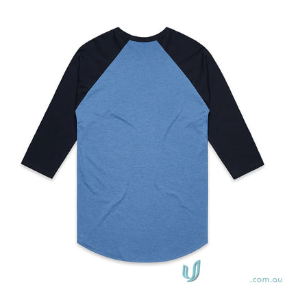 Blue and black baseball tee from AS Raglan Tee, perfect for casual work uniforms