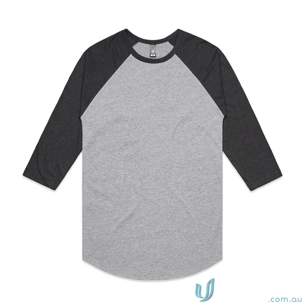 Gray and black baseball tee from AS Raglan Tee, perfect for your workwear or uniforms