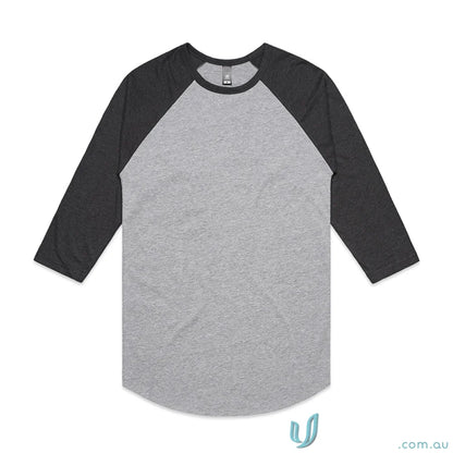 Gray and black raglan shirt perfect for casual workwear or uniforms in the AS Raglan Tee