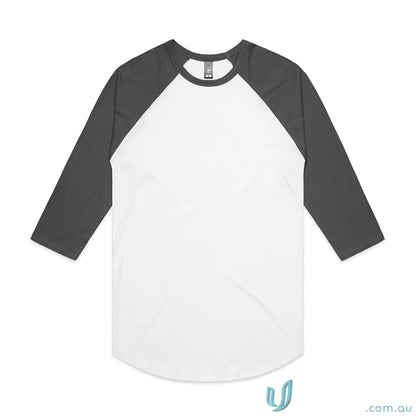 Gray and white baseball tee perfect for casual workwear or uniforms, AS Raglan Tee