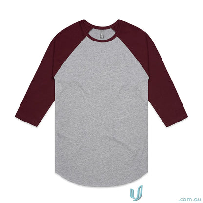 Maroon and gray raglan shirt perfect for work uniforms or casual workwear