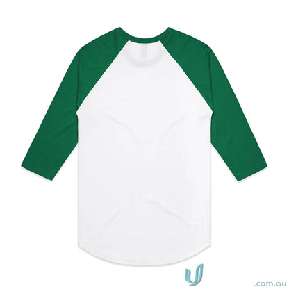 White and green raglan shirt from AS Raglan Tee, perfect for uniforms or workwear