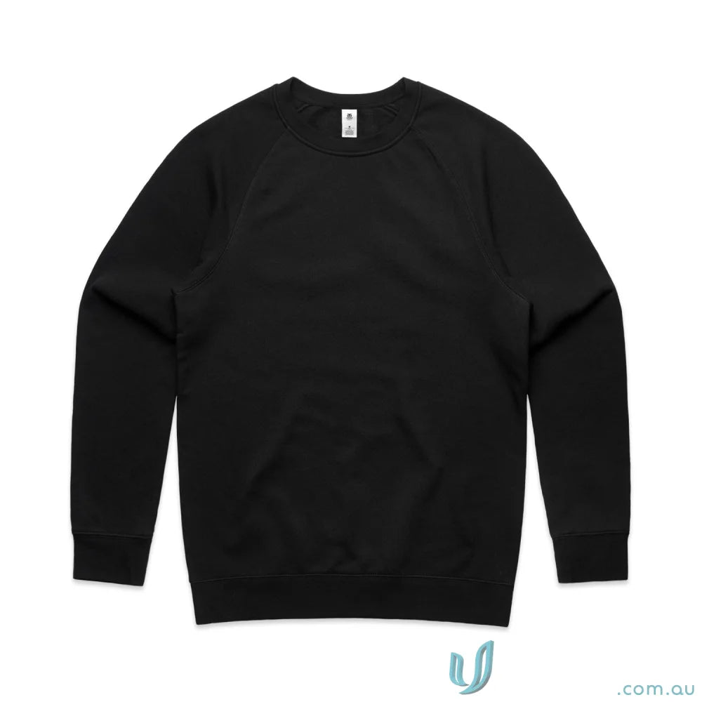 Black crewneck sweatshirt from AS Supply Crew featuring classic crew orange design