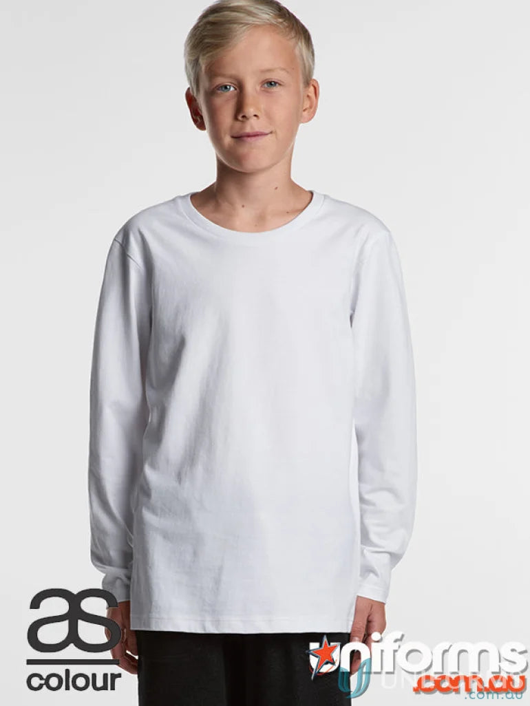 White long-sleeved shirt from AS Youth Staple LS Tee perfect for work uniforms