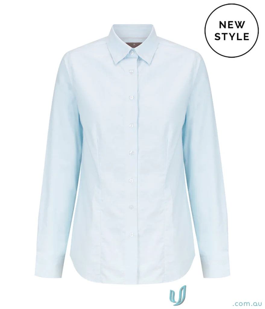 Light blue Ashton Cotton Oxford Shirt with hidden modesty button, style Ashton 2103WL
