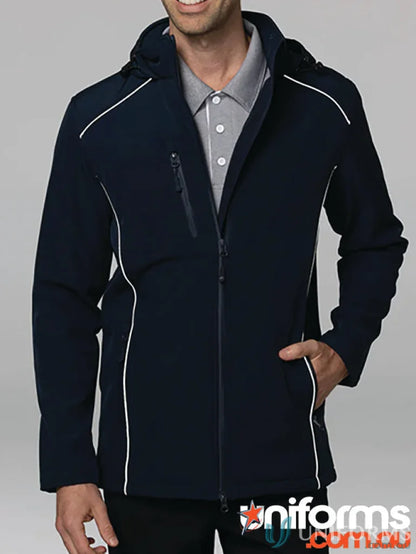 Navy Aspen Lady Jacket with white trim and reflective tape piping, stylish lady jackets