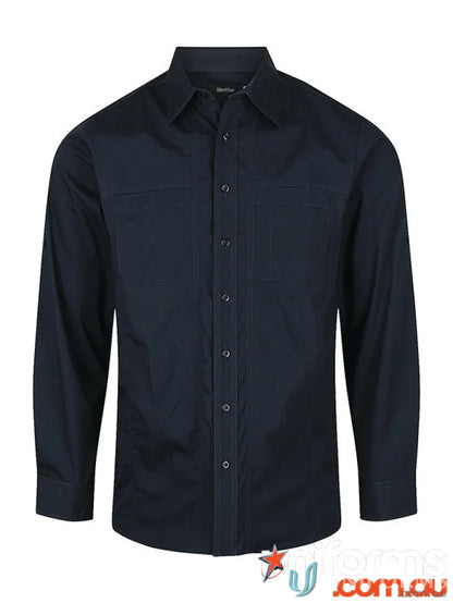 Dark blue Aston LS Shirt with modern cut, perfect for work uniforms